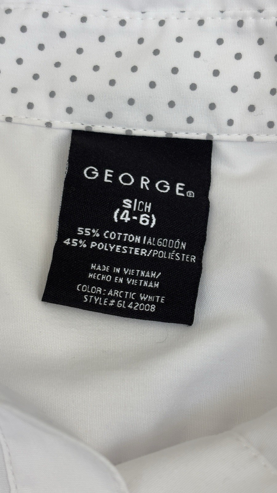 George S/CH White Long Sleeves Cotton Blouse