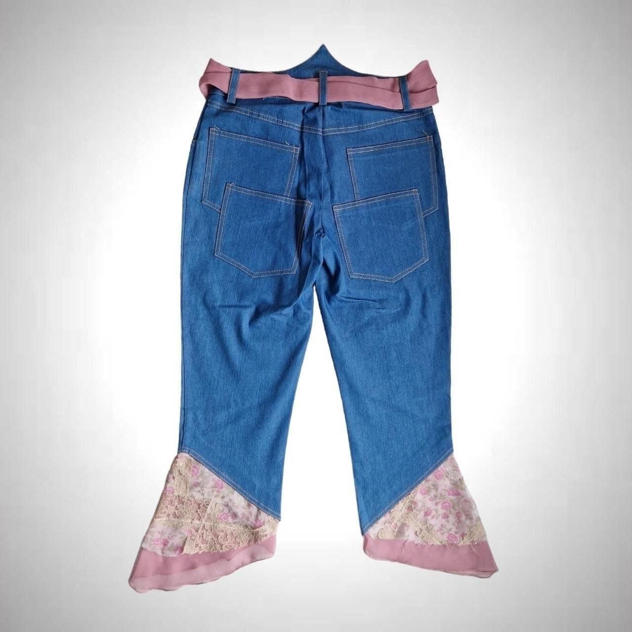 Blue Pink Y2K Capris Lace Trim Fairycore Streetwear 00s Funky Chic Glam Size S