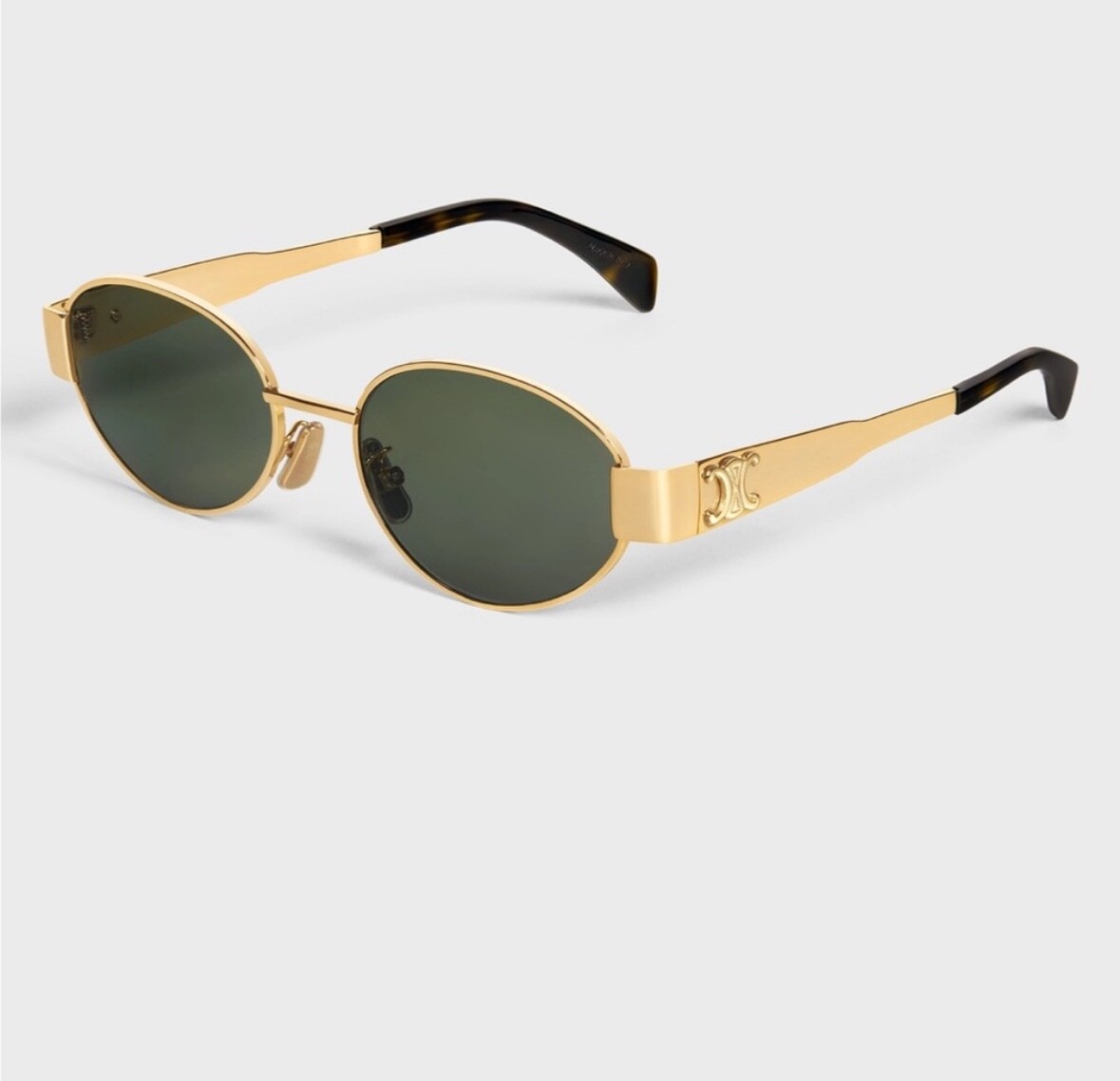 Celine Triomphe CL40235U Gold Frame Green Lenses Sunglasses New with box