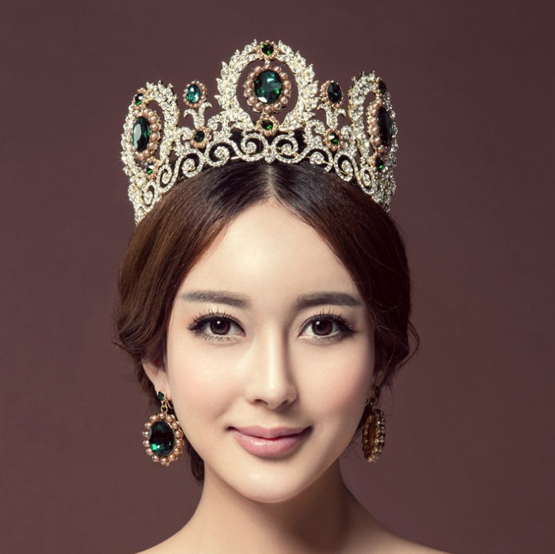 9cm Tall Crystal Tiara Earrings Set Wedding Queen Princess Prom Crown – 5 Colors