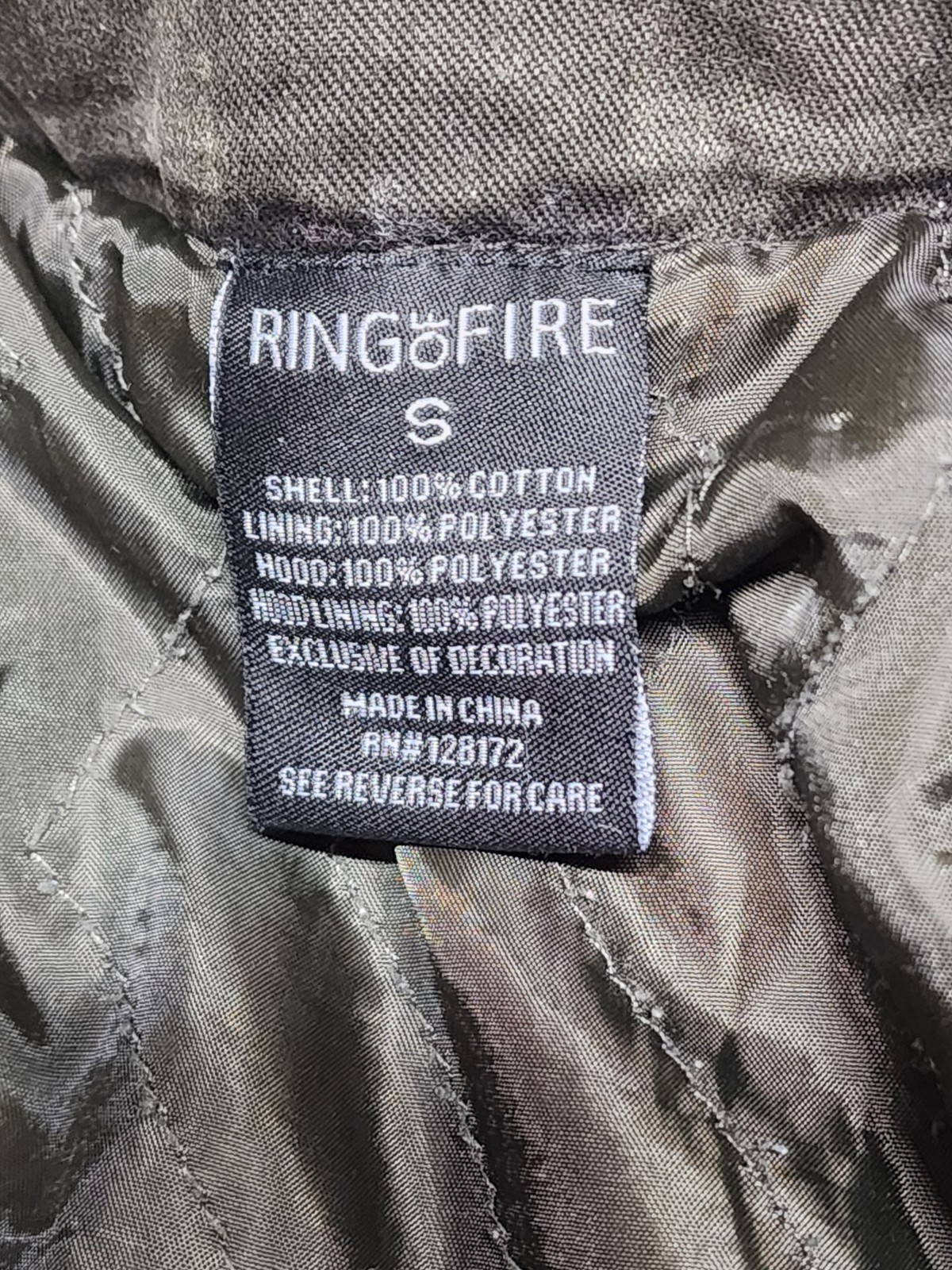 Ring Of Fire Jacket Men Small Gray Long Sleeve Lined Full Zip Hood Not included