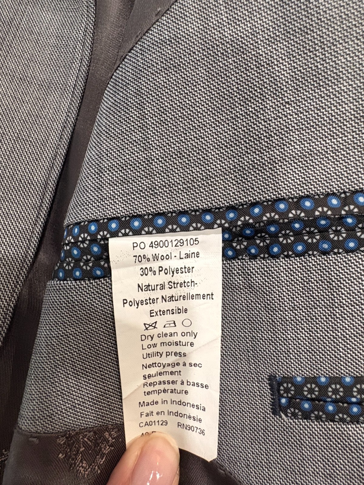 Ralph Lauren Men’s Natural Stretch Classic Suit Coat Blazer Gray 40R