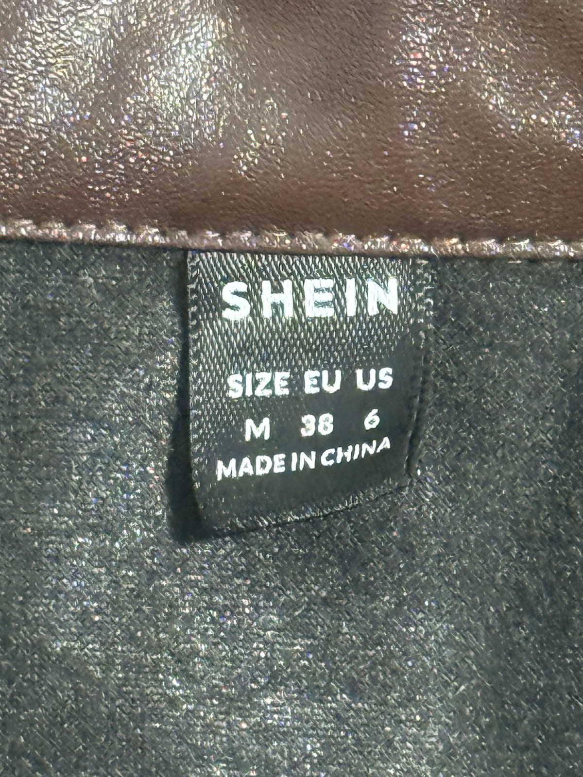 Shein Women’s Single Breasted Flap Pocket PU Leather Jacket Brown Size Med EUC