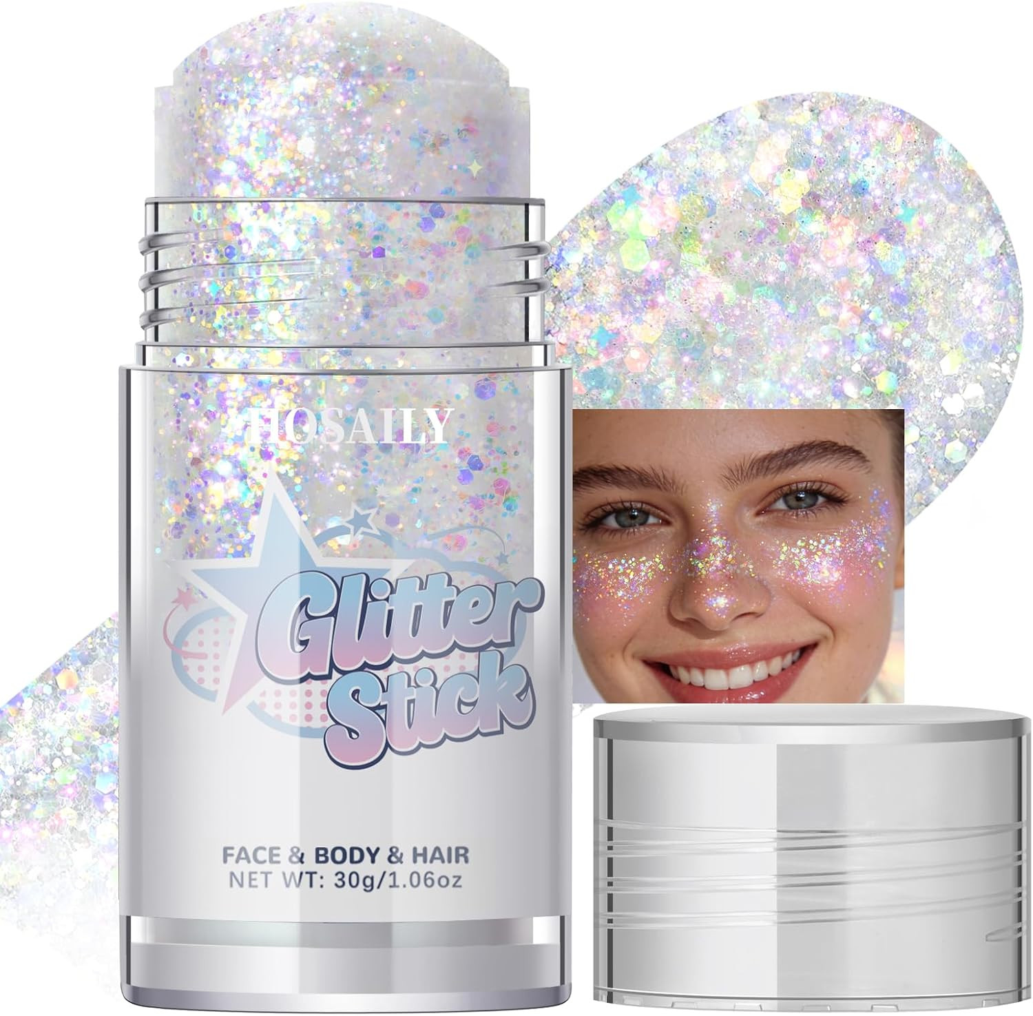 Gold Body Glitter Stick, Holographic Fairy Costume Makeup Face Hair Glitter Stic