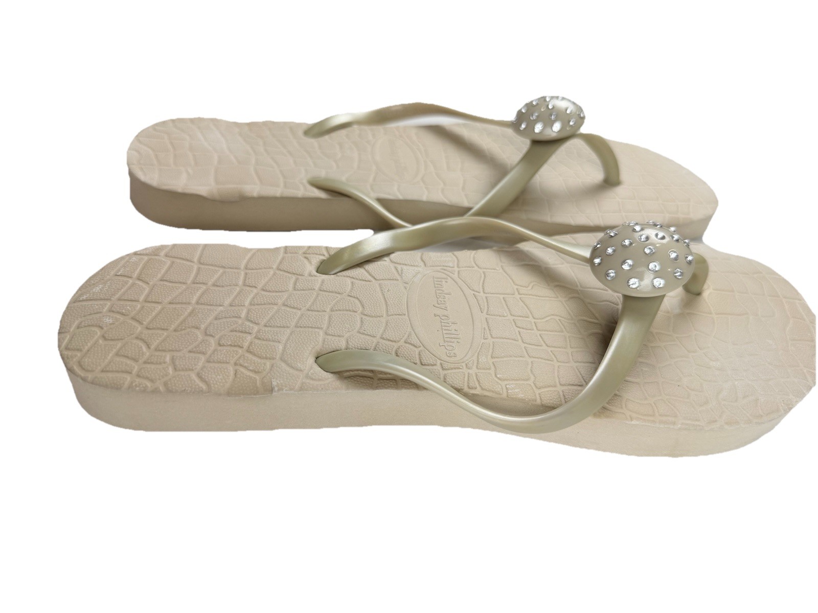 Lindsay Phillips Jordi Stone Thong Flip Flops Changeable Deco womens size