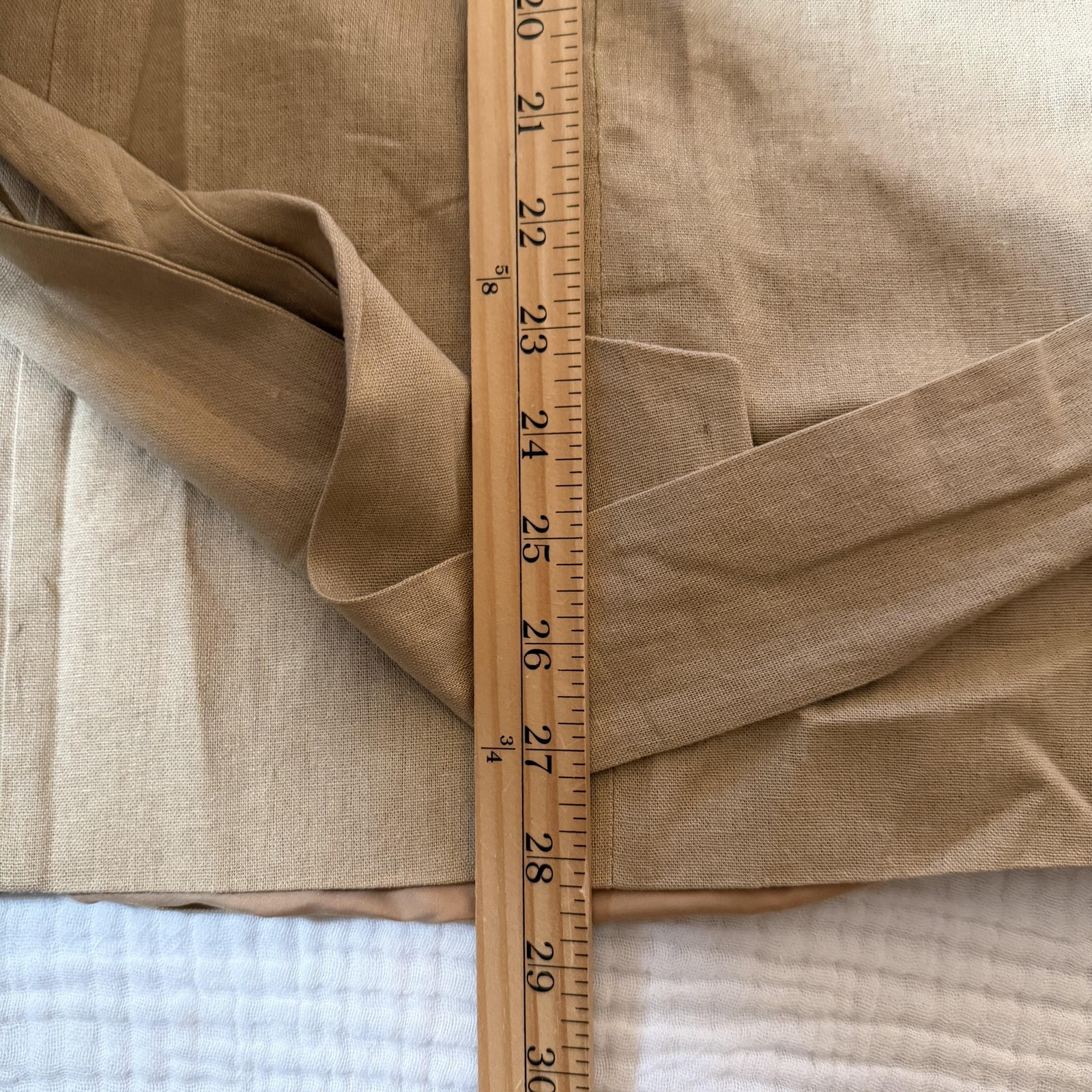 Jessica London 2 Piece Linen Blend Capri Set Womens 26W Beige Tan Belted Cropped