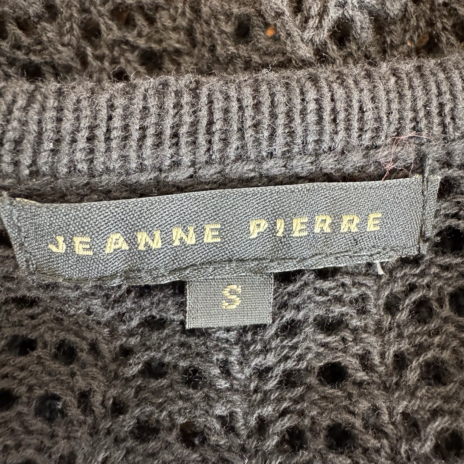 JEANNE PIERRE Black Open Knit Button Up Cardigan Sweater Women’s Small