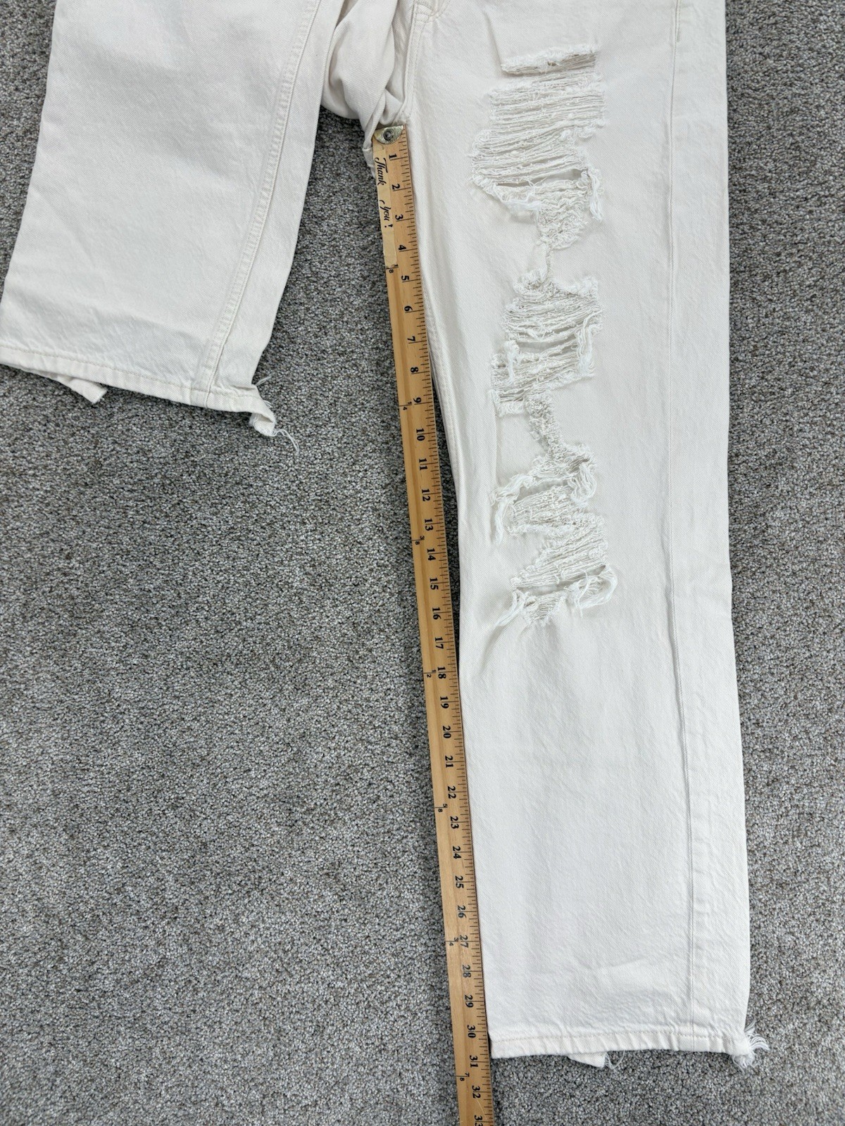 Aeropostale 90s Baggy Destruct Jeans Womens 10 Ecru Cream High Rise Cotton Denim