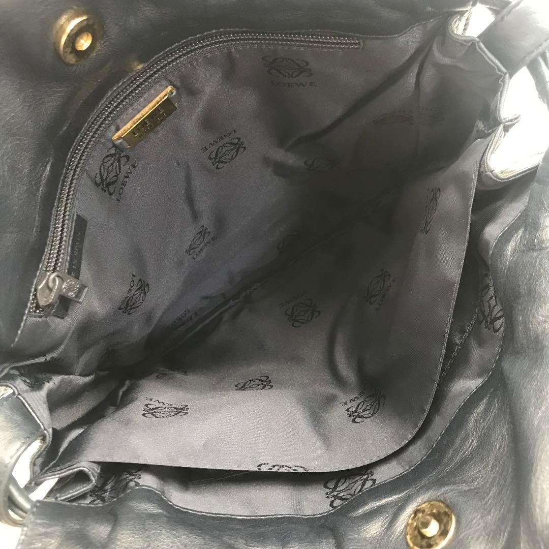 LOEWE Anagram Shoulder Bag Nappa Leather & Metal Hardware Women’s Vintage Navy