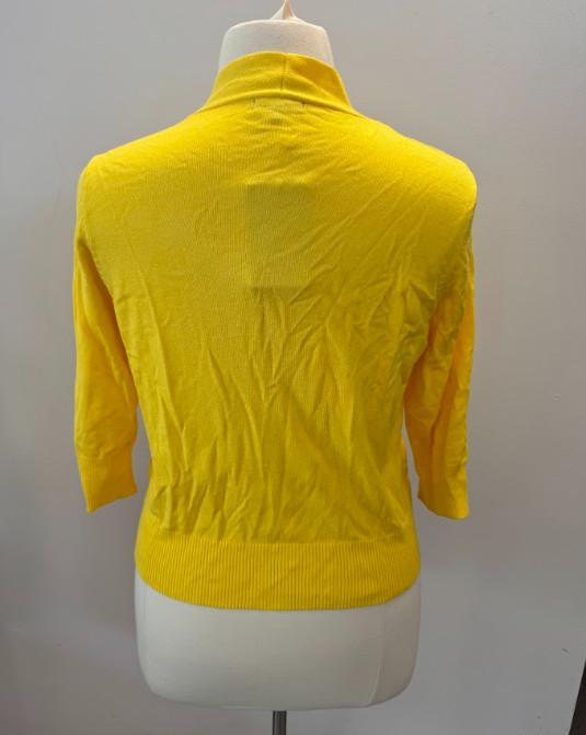 Women Cropped Cardigan Lightweight Open Front for Dresses 3/4 Sleeve Yellow XL