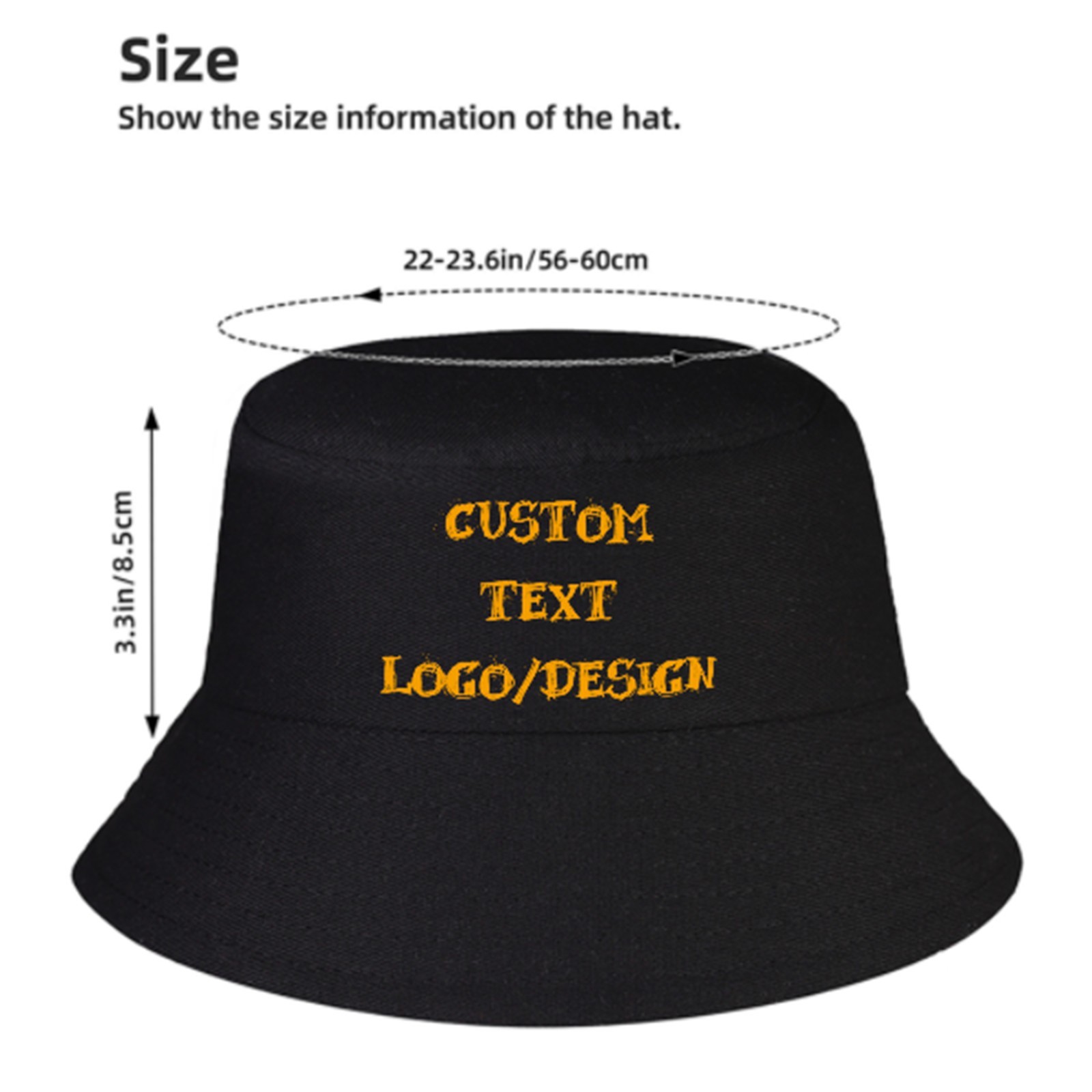 Personalized Unisex Bucket Hat Custom Text Logo Image Fisherman Hat One Size