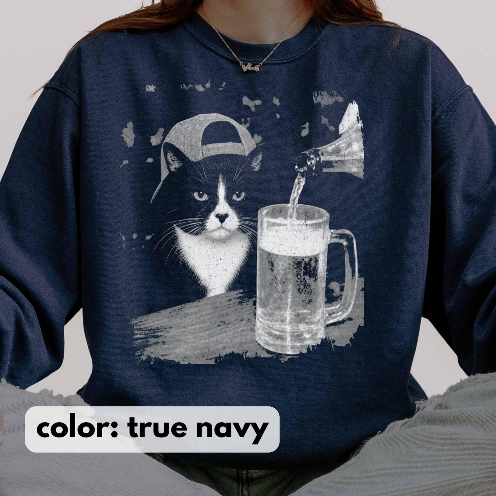 Tuxedo Cat Shirt Funny Beer Cat Tee, Cat Dad Unisex T-Shirt