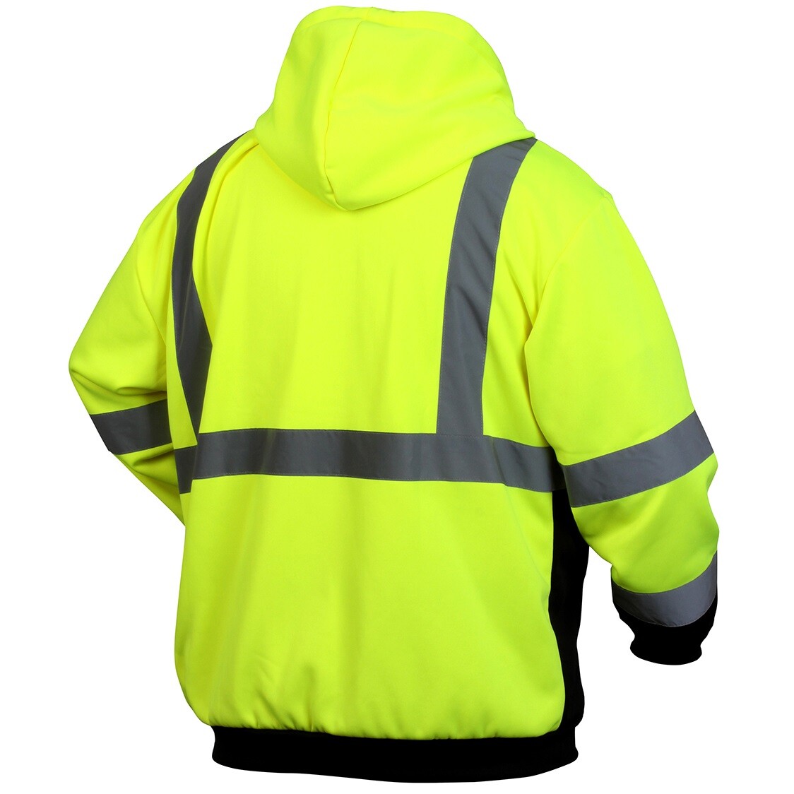 HIGH VISIBILITY Lime Green Class 3 Full-Zip Safety Sweatshirt Hoodie Jacket