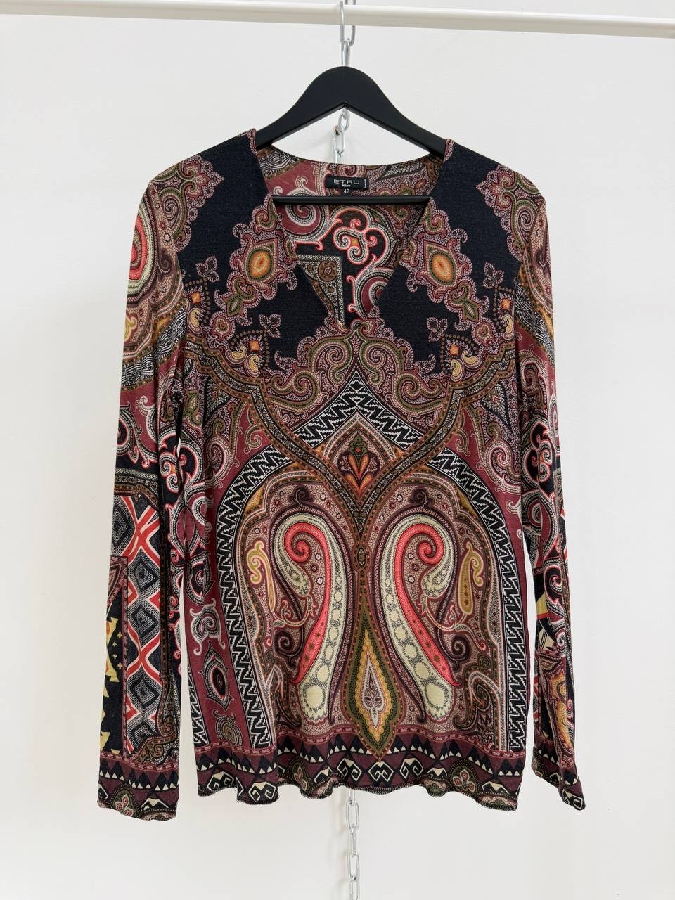 ETRO Milano Paisley Wool Blend Long Sleeve Top