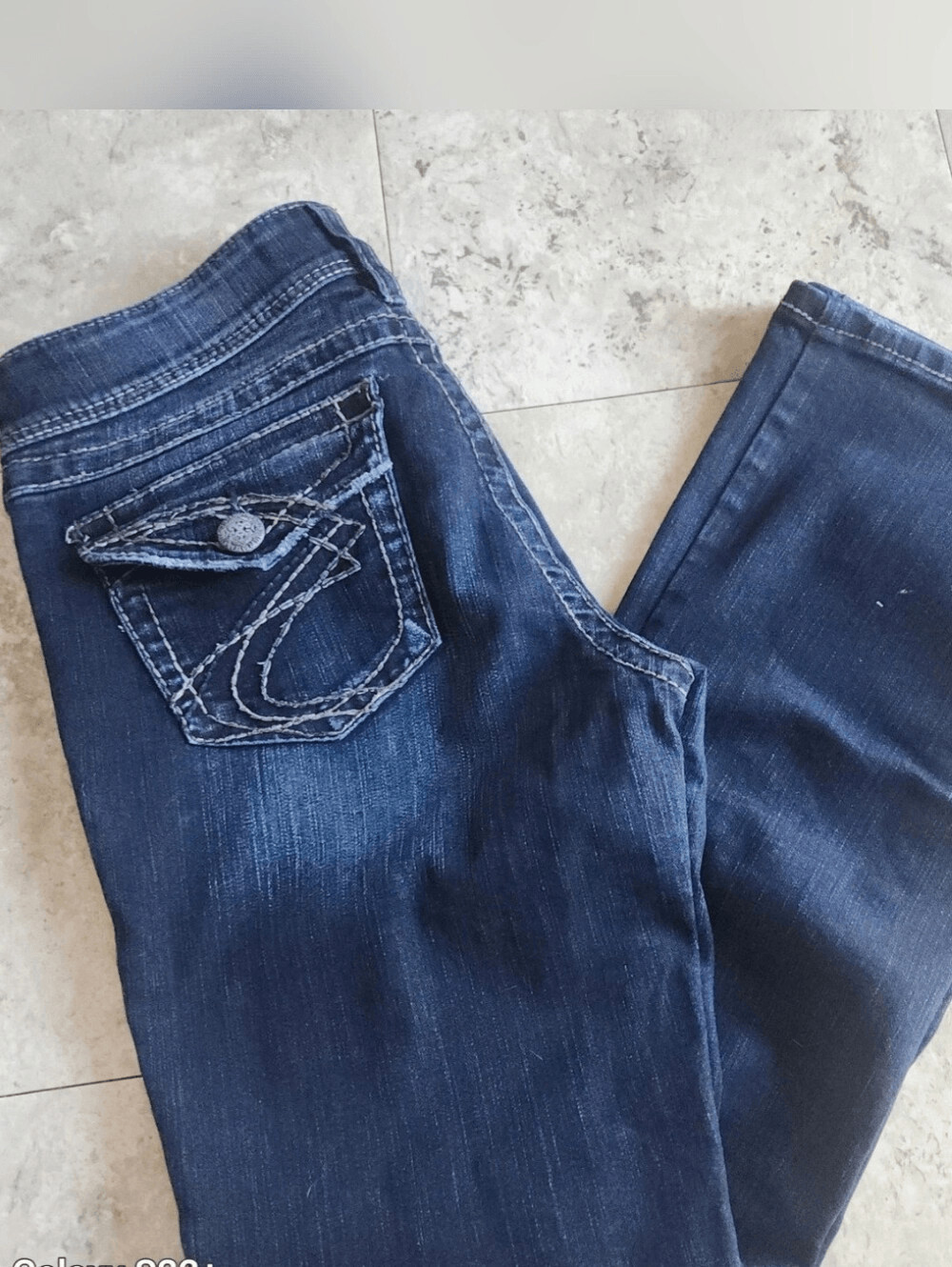 78 Silver Suki Surplus Dark Wash Thick Stitch Flap Pocket Women’s Jeans 29×32