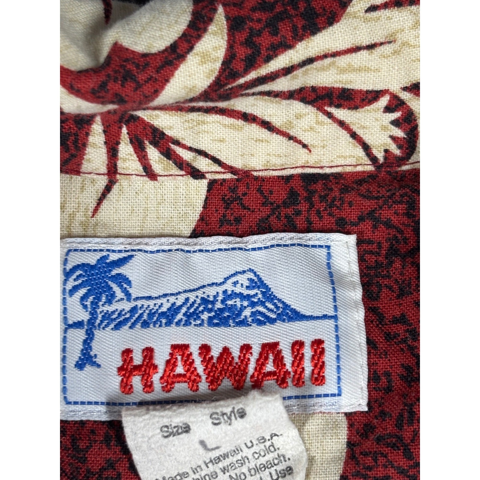 Hawaii Mens Vintage Tropical Hibiscus Pineapple Aloha Shirt Red Cotton Large