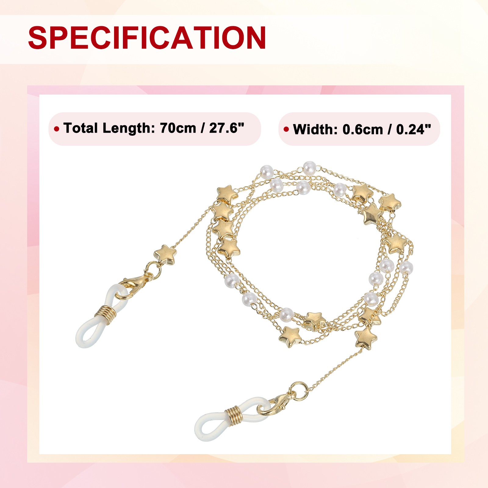 Beads Eyeglass Chain Pearl Glasses Strap Retainer Chain Golden Star