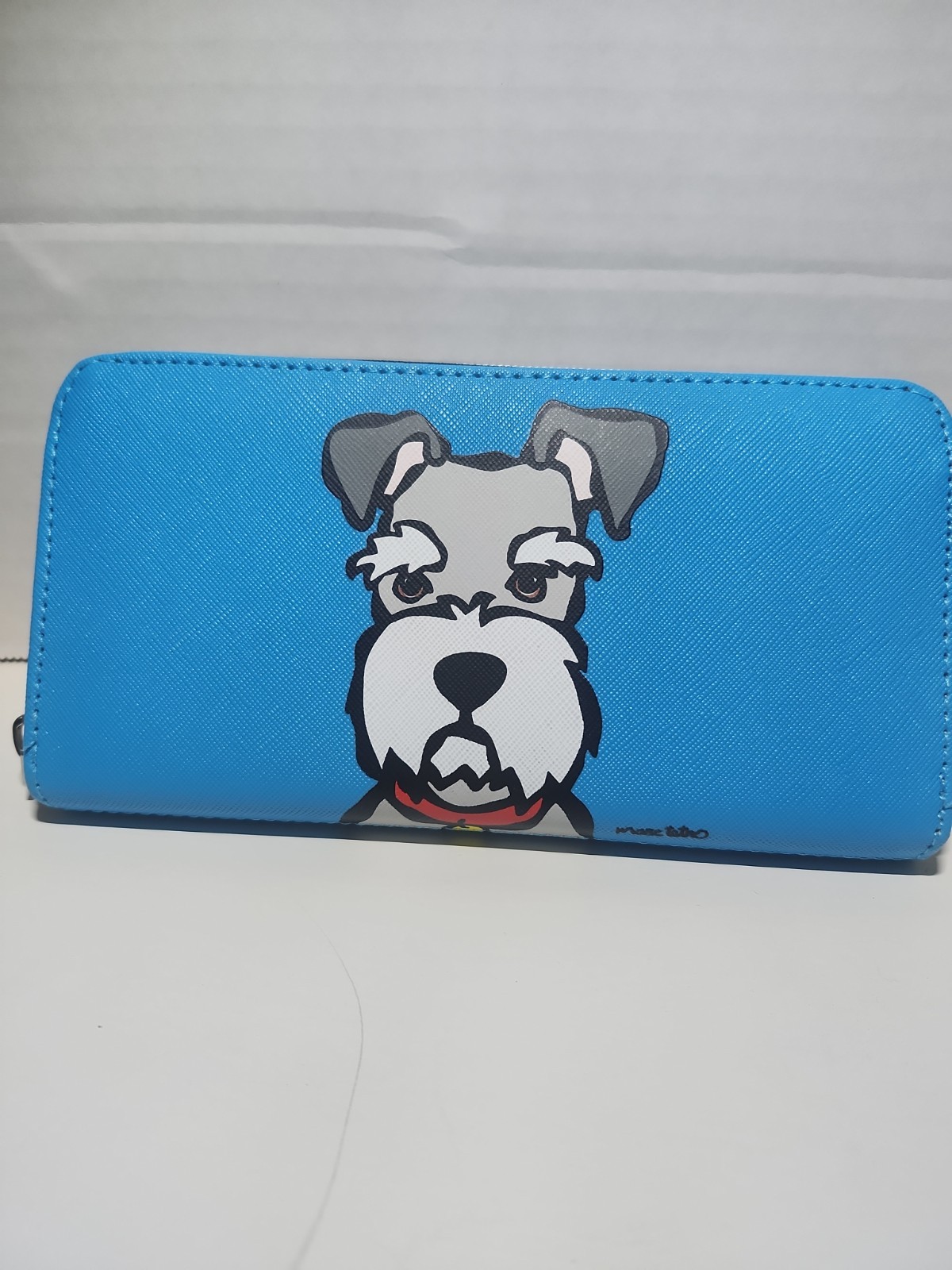 Marc Tetro Blue/Black Zip-Around Women’s Wallet Dog Graphic Print, Credit Card