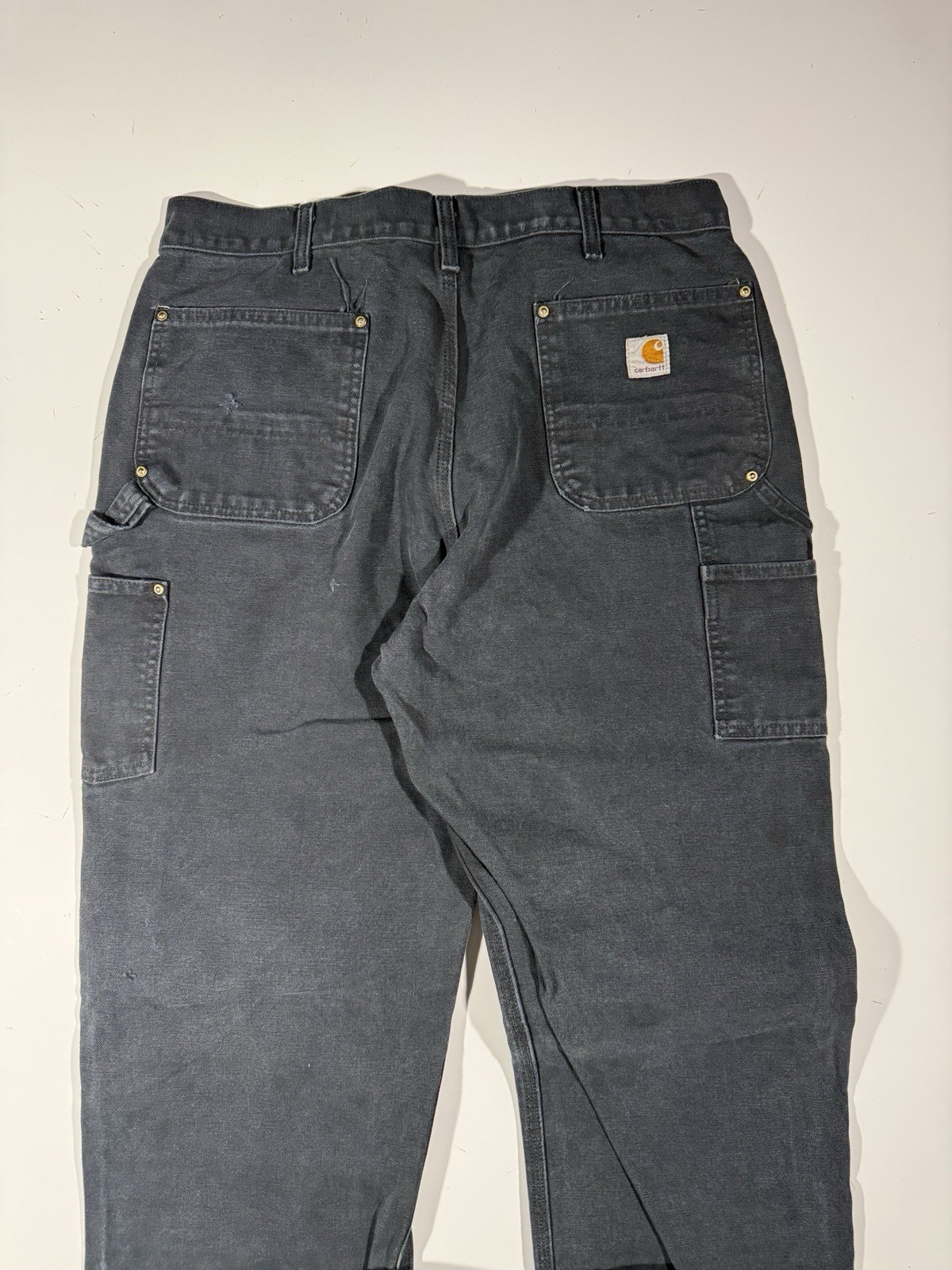 Carhartt Double Knee Pants Mens 34×31 Black Duck Canvas Workwear Utility B01 BLK