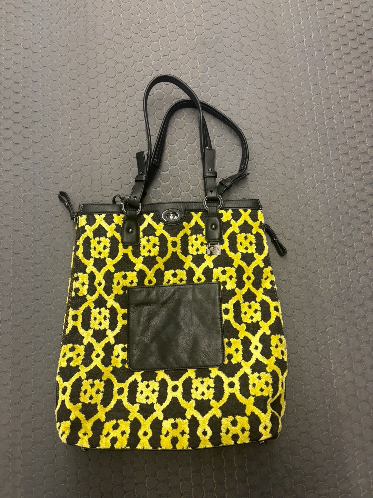 NWT Petunia Pickle Bottom Troubadour Tote Bag Black Yellow Midnight Saffron
