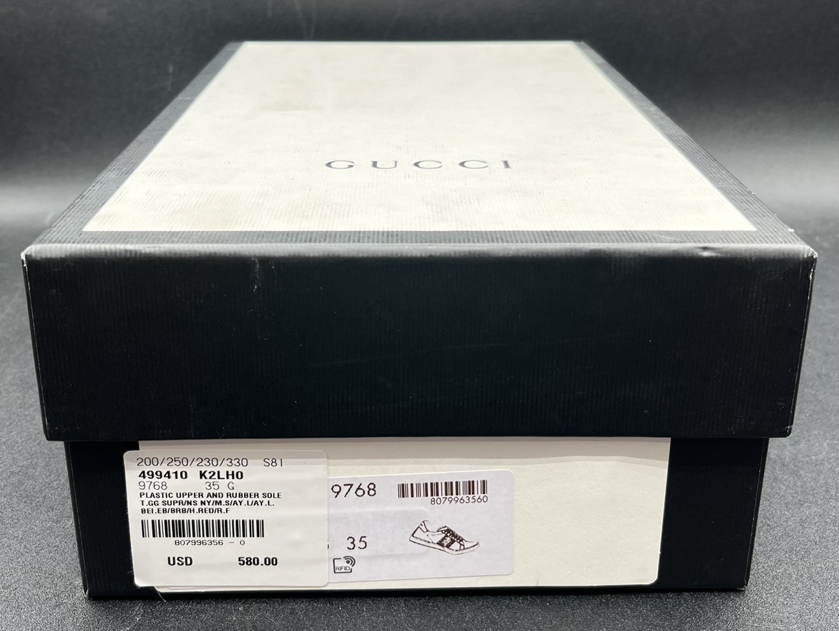 GUCCI ACE GG SUPREME SNEAKERS 499410 K2LH0 BEIGE SIZE 35 G (MVP031665)