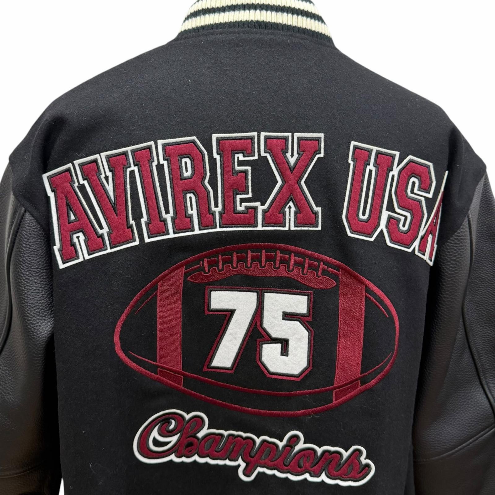 Avirex SKOOKUM leather sleeve varsity jacket – DUTY FREE