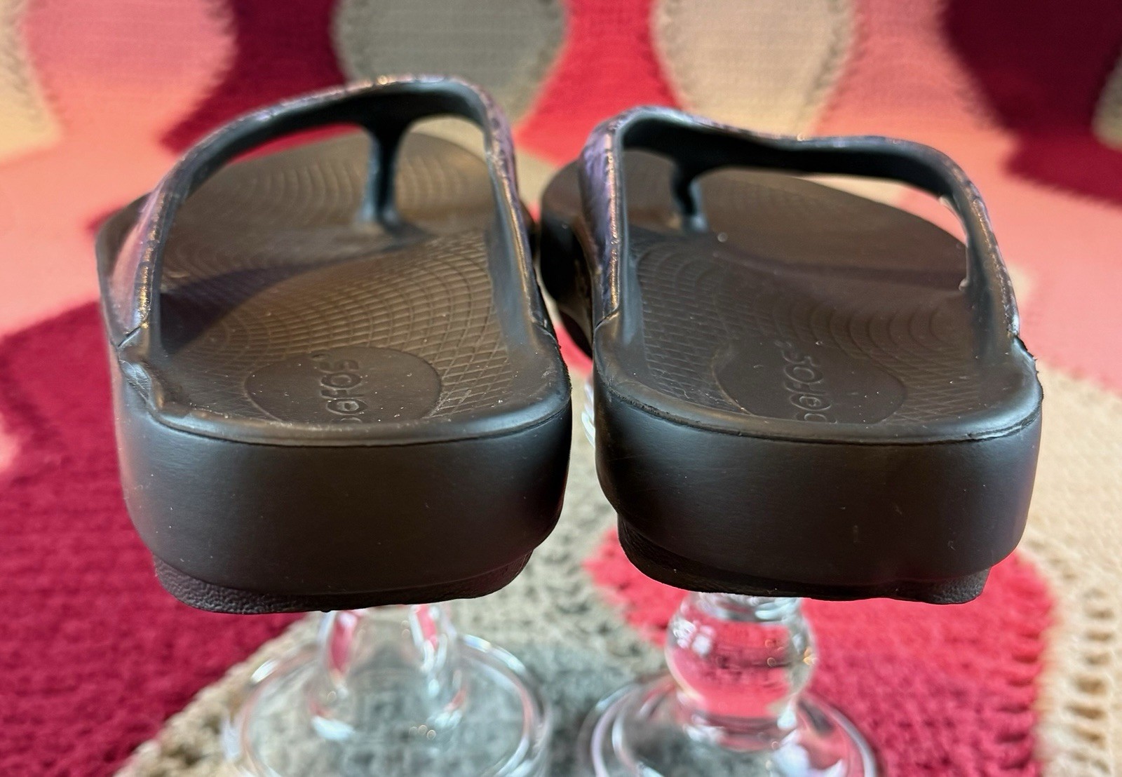OOFOS Oolala Women’s 6 Purple Leopard Comfort Recovery Sandals Flip Flops Thongs