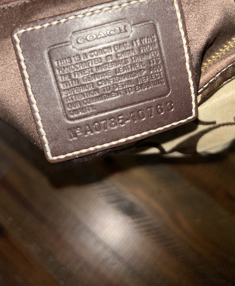 COACH Vintage Y2K Signature Logo Small Ergo Hobo Bag Brown Leather Trim 10763