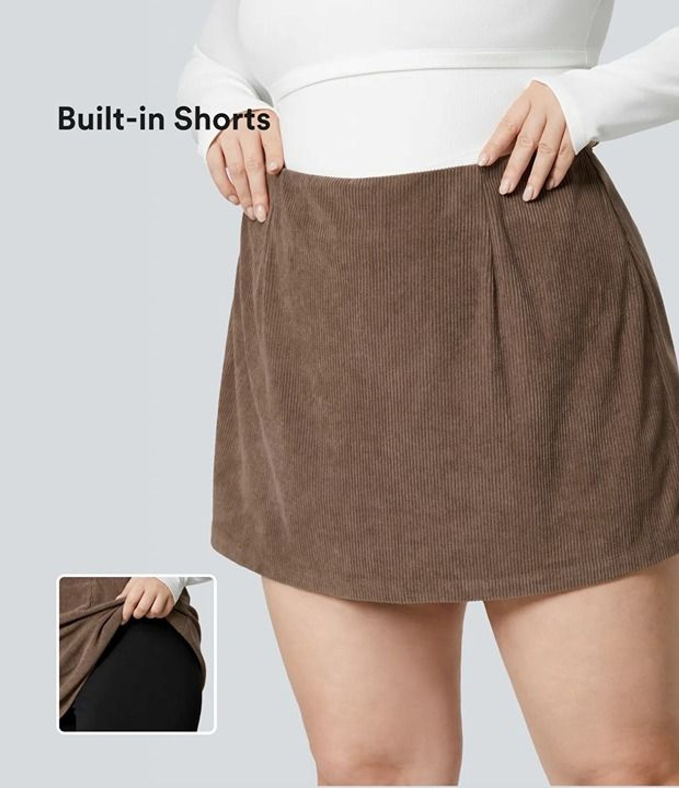 NWT Size 1X Halara AuraCord High Waisted High Waisted 2 in 1 A Line Mini