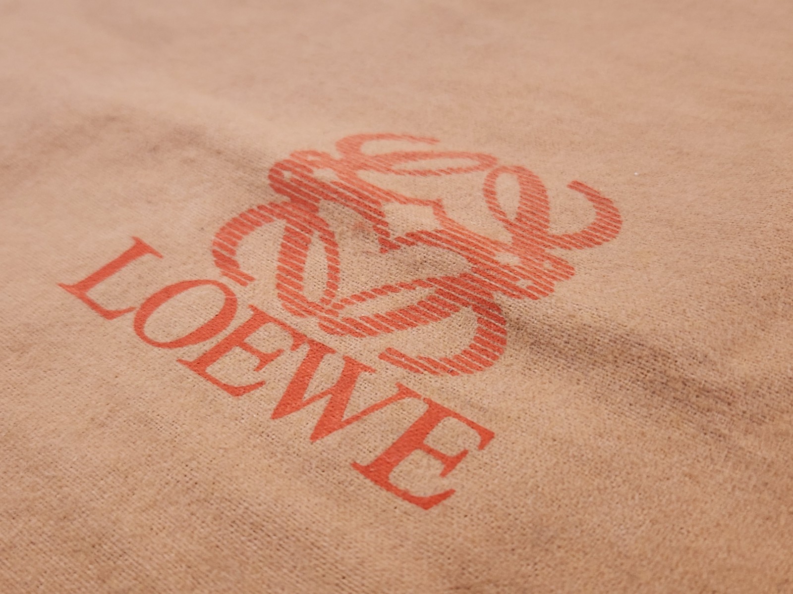 Authentic Loewe Dust Bag ONLY Drawstring 14.5 x 15.5″ Logo Brown Storing Closure
