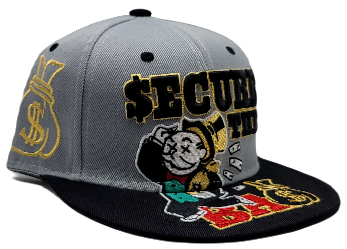 Secure the Money Penny Bag New Uncle Leader Rich Monopoly Era Snapback Hat Cap