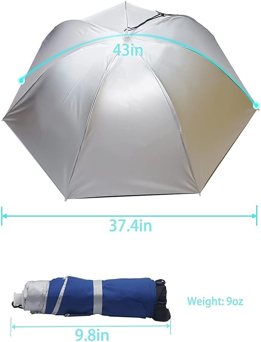 Umbrella Hat 37 Inch Fishing Umbrella Hat Hands Free Foldable UV Protection