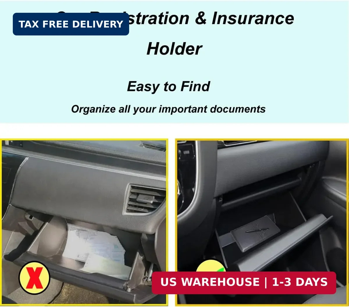 Premium Car Registration and Insurance Holder,Black Registration Insurance Card