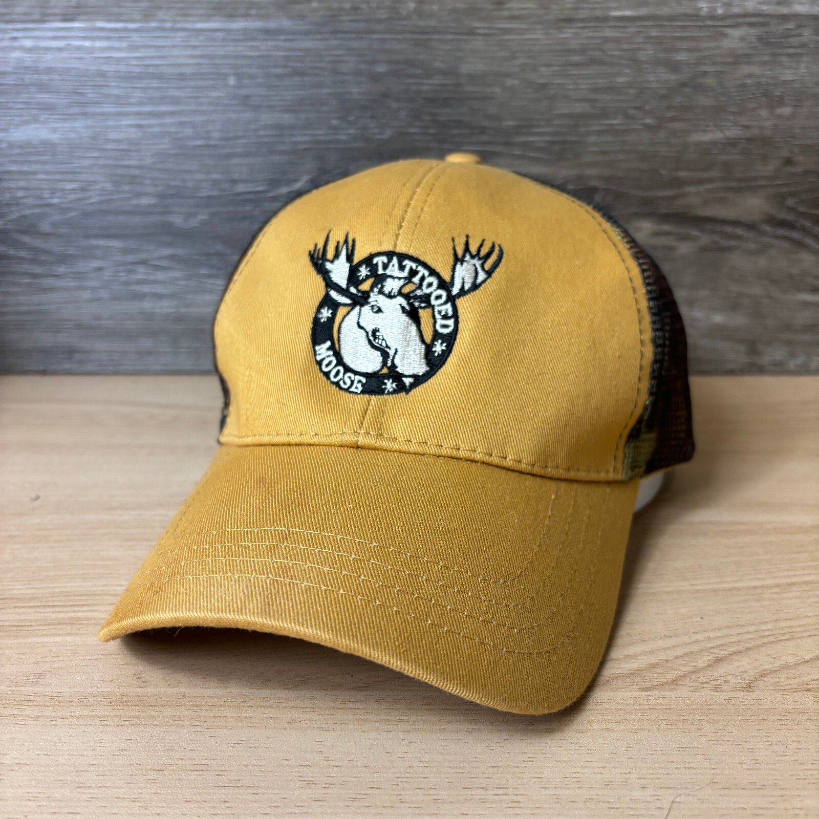 Tattooed Moose Hat Cap Strap Back Black Yellow One Size Adjustable