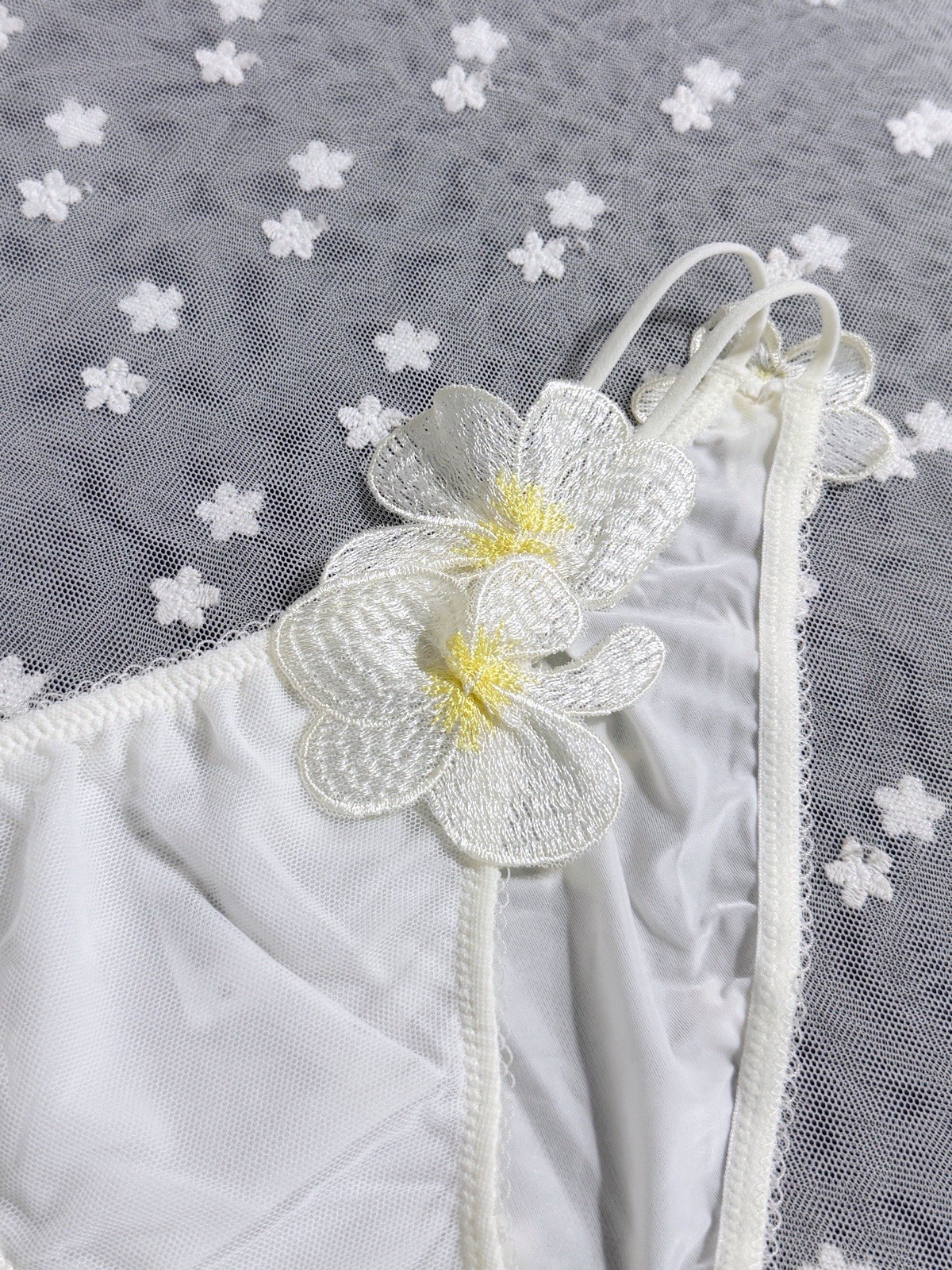 US-34B/JP-C75 Japanese High Class Sew On 3D Frangipani Embroidery Bra Panty Set
