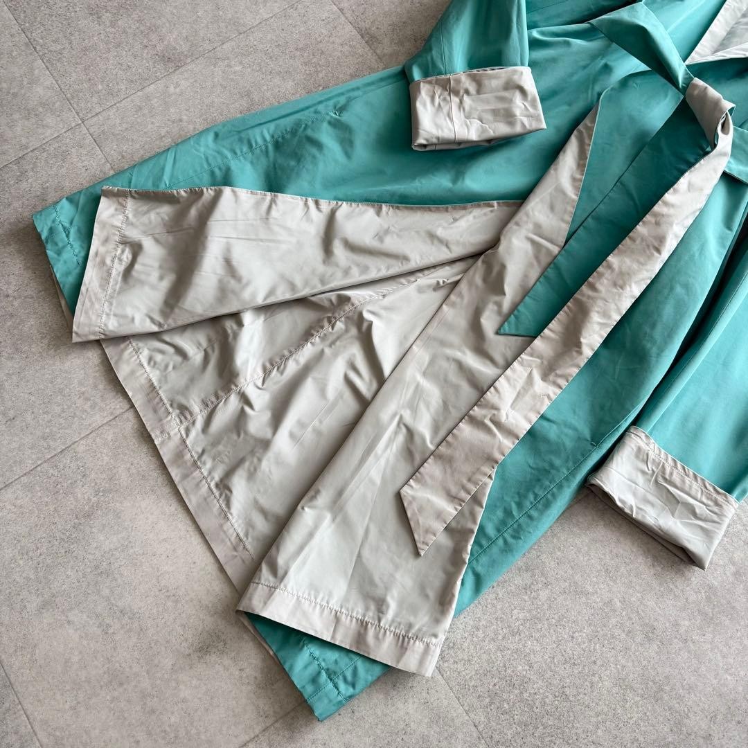 Max Mara Reversible Spring Coat, Polyester, Light Gray and Verdigris, Size XS