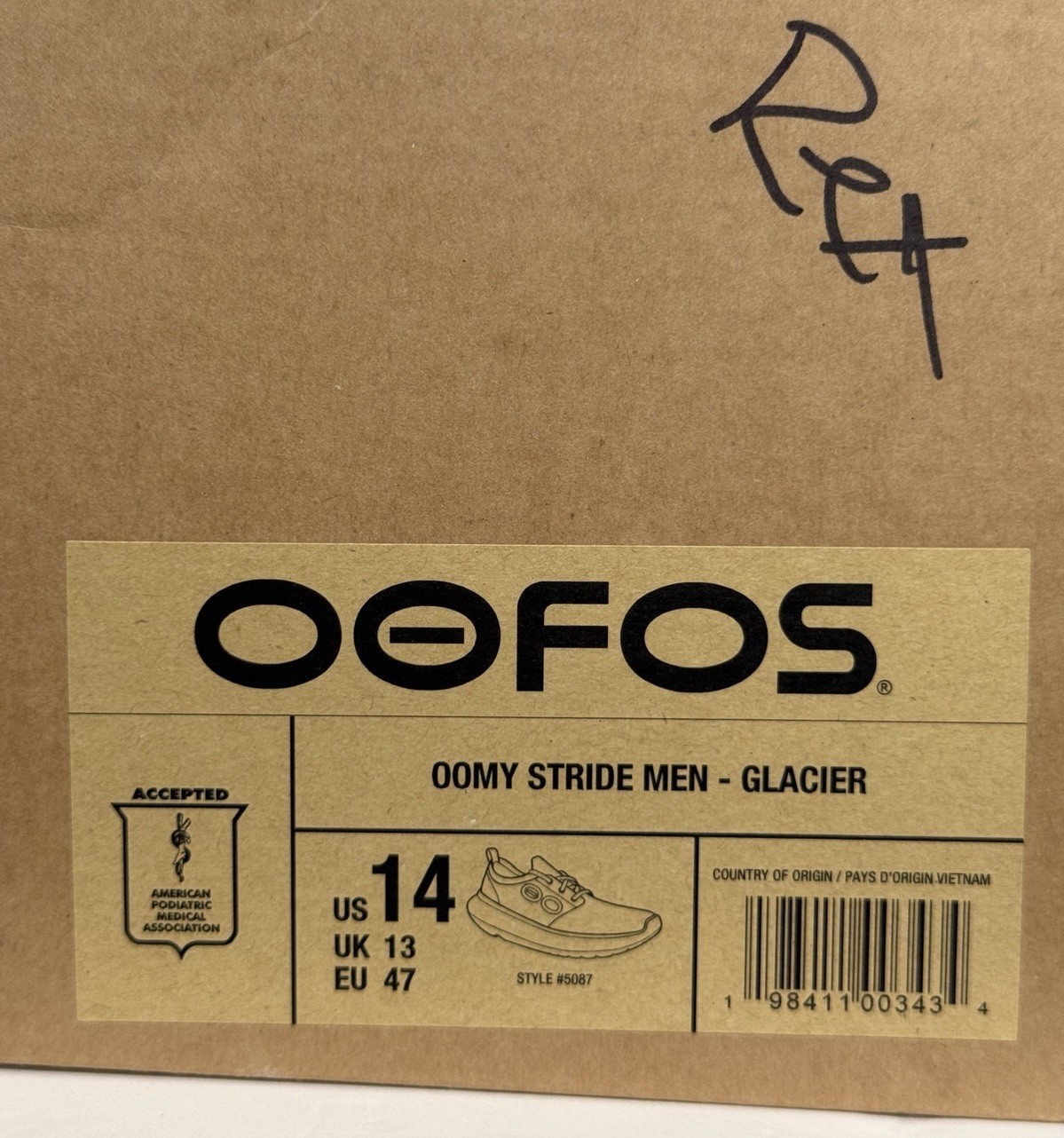 OOFOS OOmy Stride Shoe Men Size 14 Gray Glacier NIB