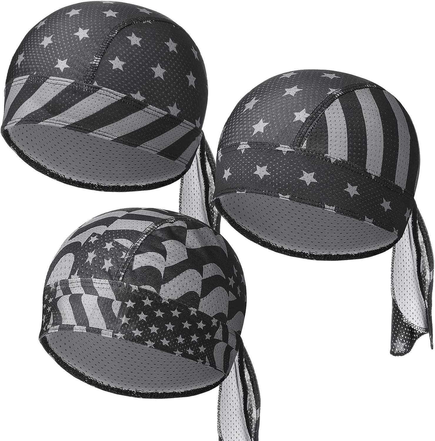 Chuangdi 3 Pcs Do Rags Dew Rag Skull Caps for 250Th Anniversary Men Bandana Bean