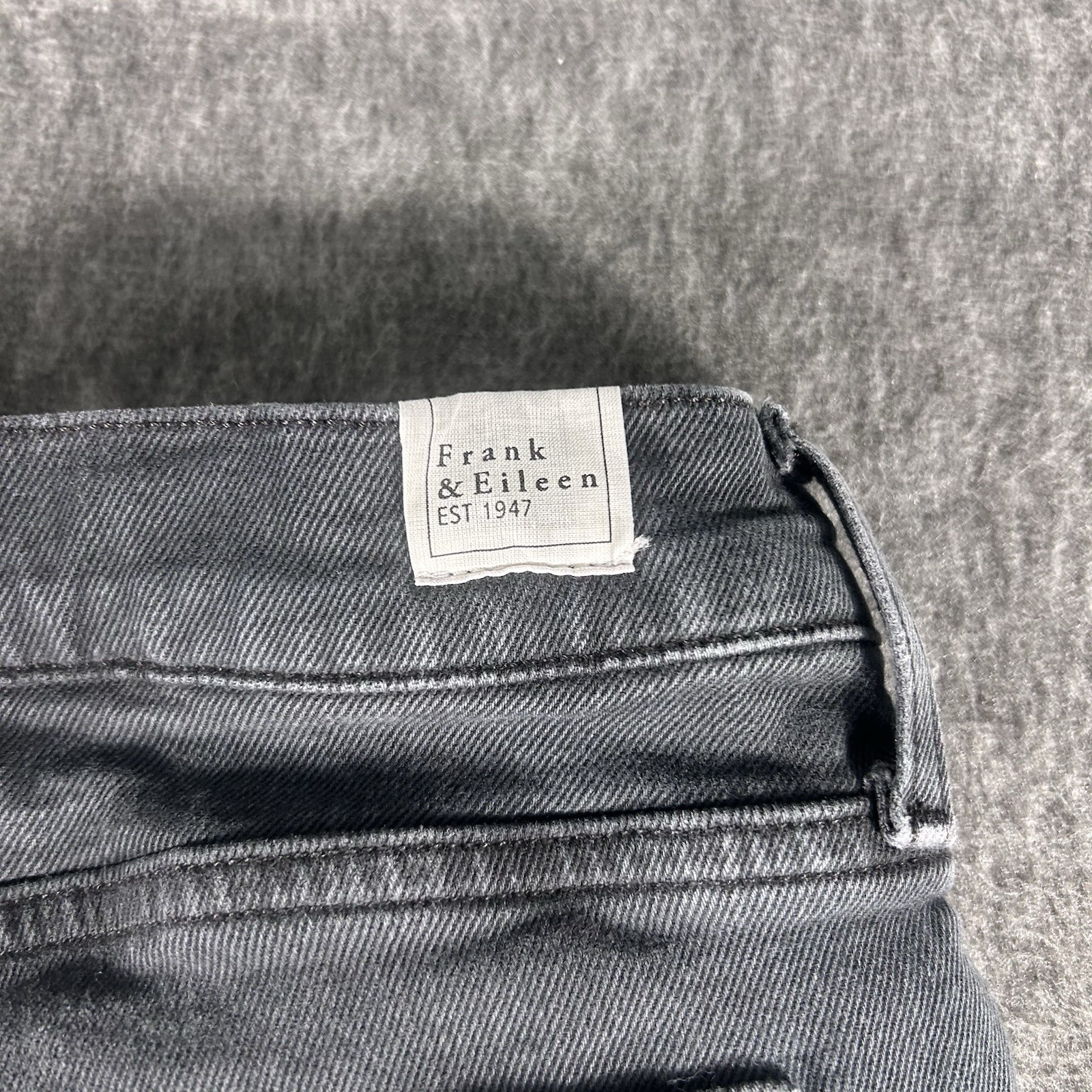 Frank & Eileen Washed Black Cork Everyday Denim Straight Leg Jeans Sz 28 Raw Hem