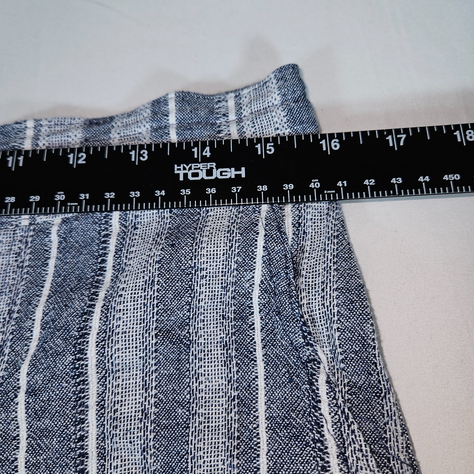 da-sh Linen Blend Striped Crop Pants Medium Blue White Drawstring Coastal Casual