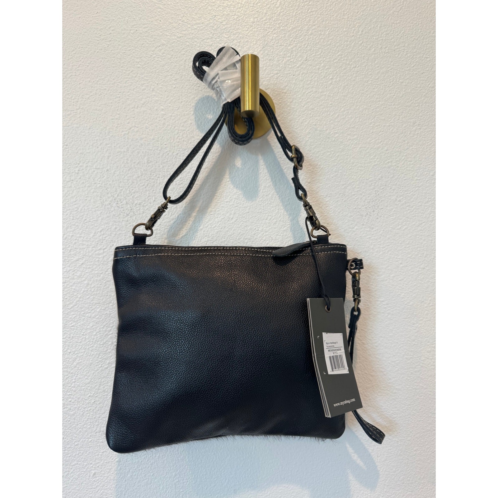 MYRA BAG Brown & White Cowhide Leather Crossbody & Wristlet Clutch Purse NWT