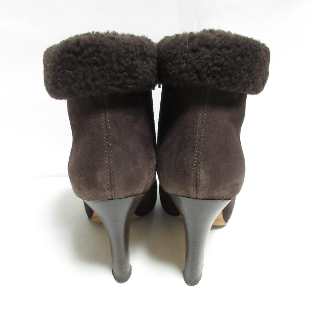 BROOKS BROTHERS Boa Chunky Heel Short Boots 9.3″” Brown Women USED