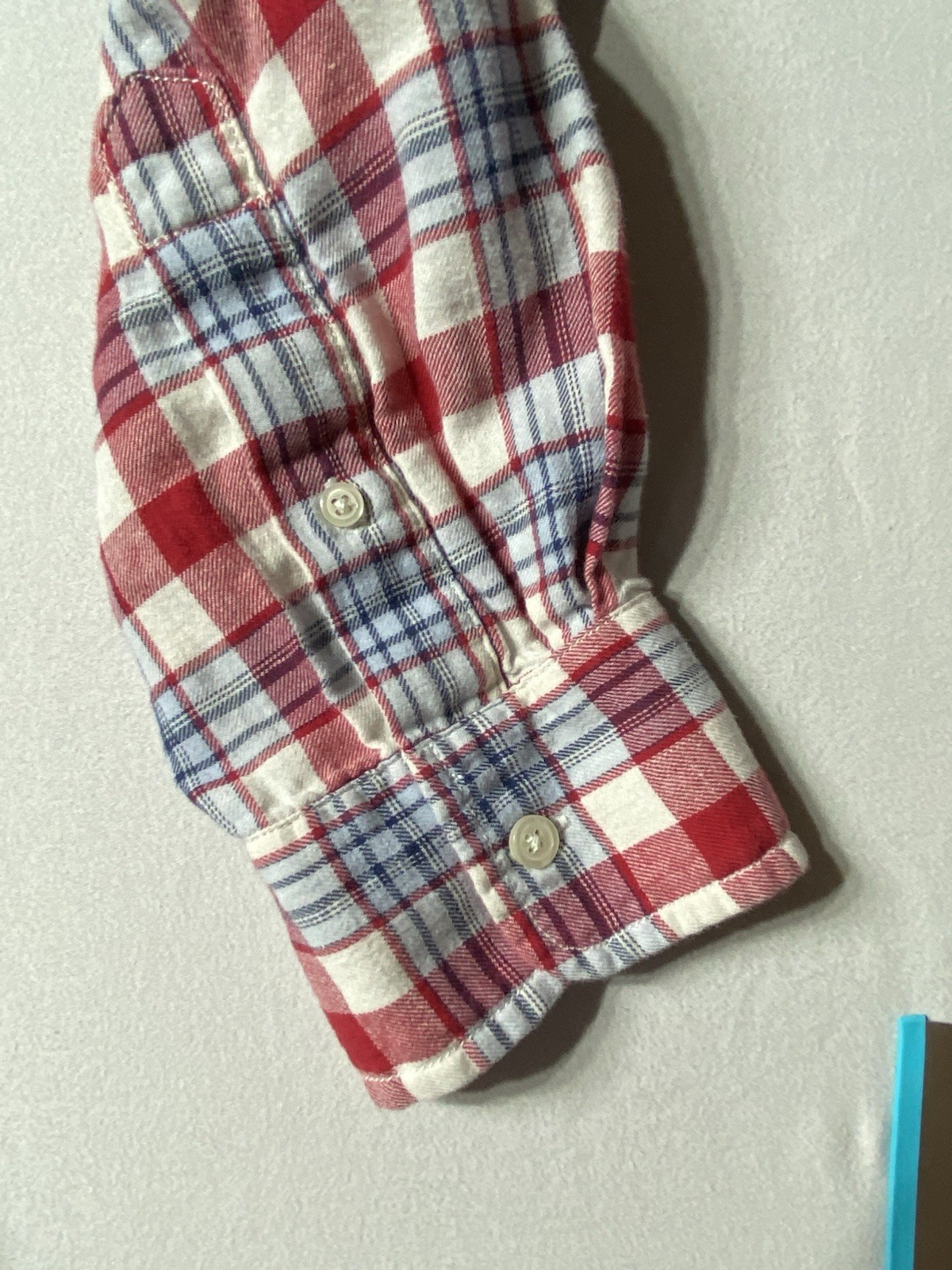 Grayers Clothiers Mens Large Plaid Button Down Shirt Cotton Linen Red Blue