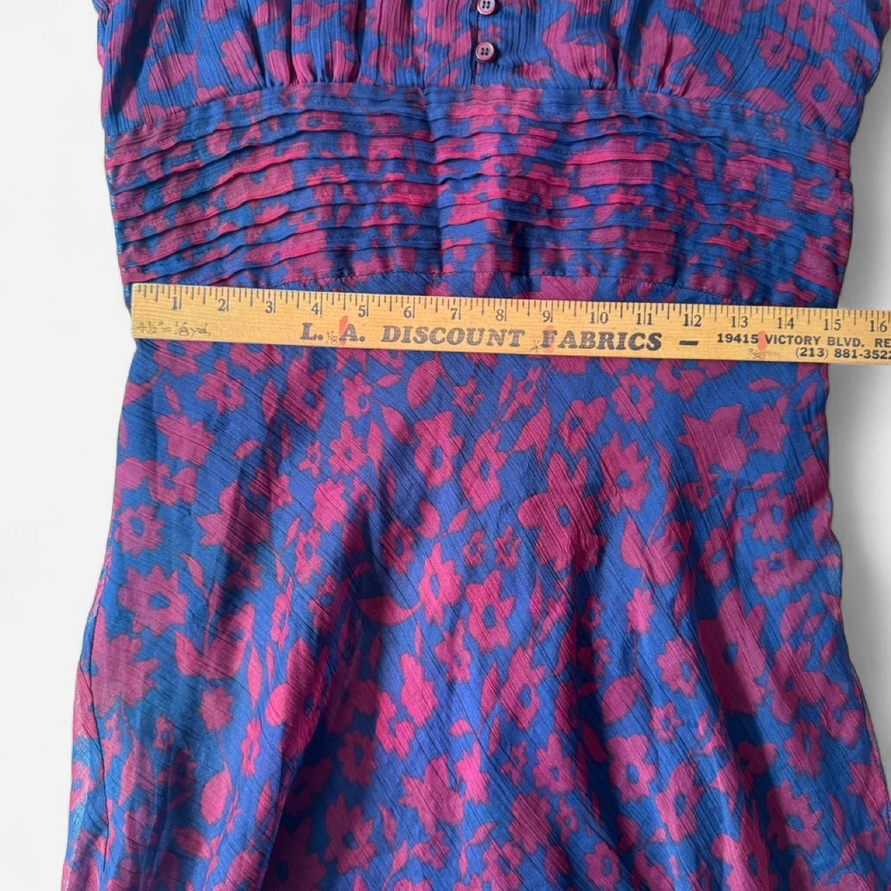 Vintage Delia’s Red Floral Print Button-Up Dress with Ruched Waist, Size Medium
