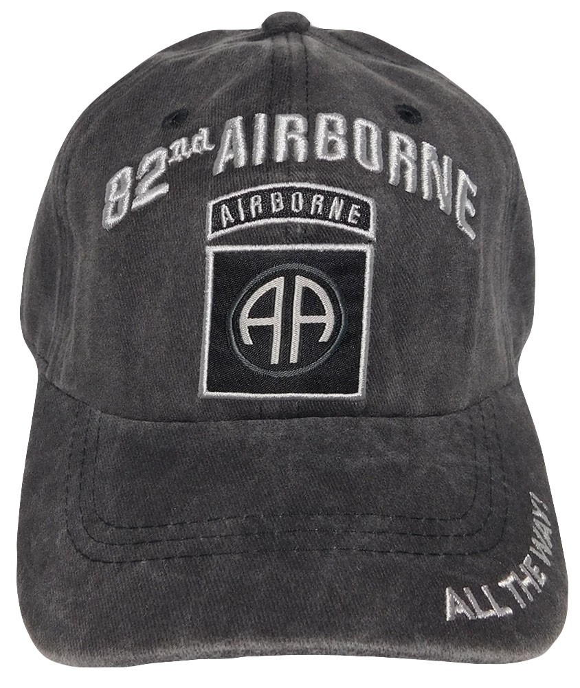 82nd Airborne All The Way! Grey Gray Embroidered Hat Cap CAP527B – Licensed