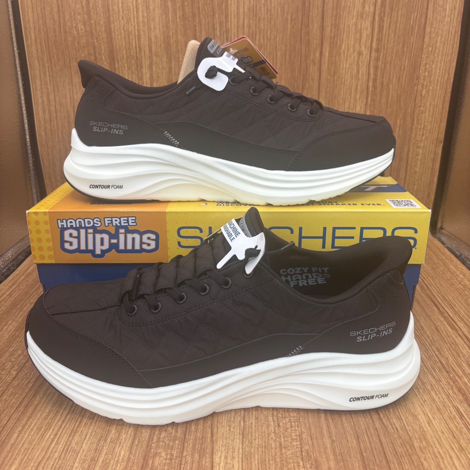 New Skechers Slip-ins Sneakers Mens 11 Wide Black New Contour Foam 232619W BKW