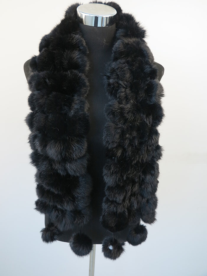 100% real rabbit fur pom poms scarf/ cape/ wrap 7 wonderful color available