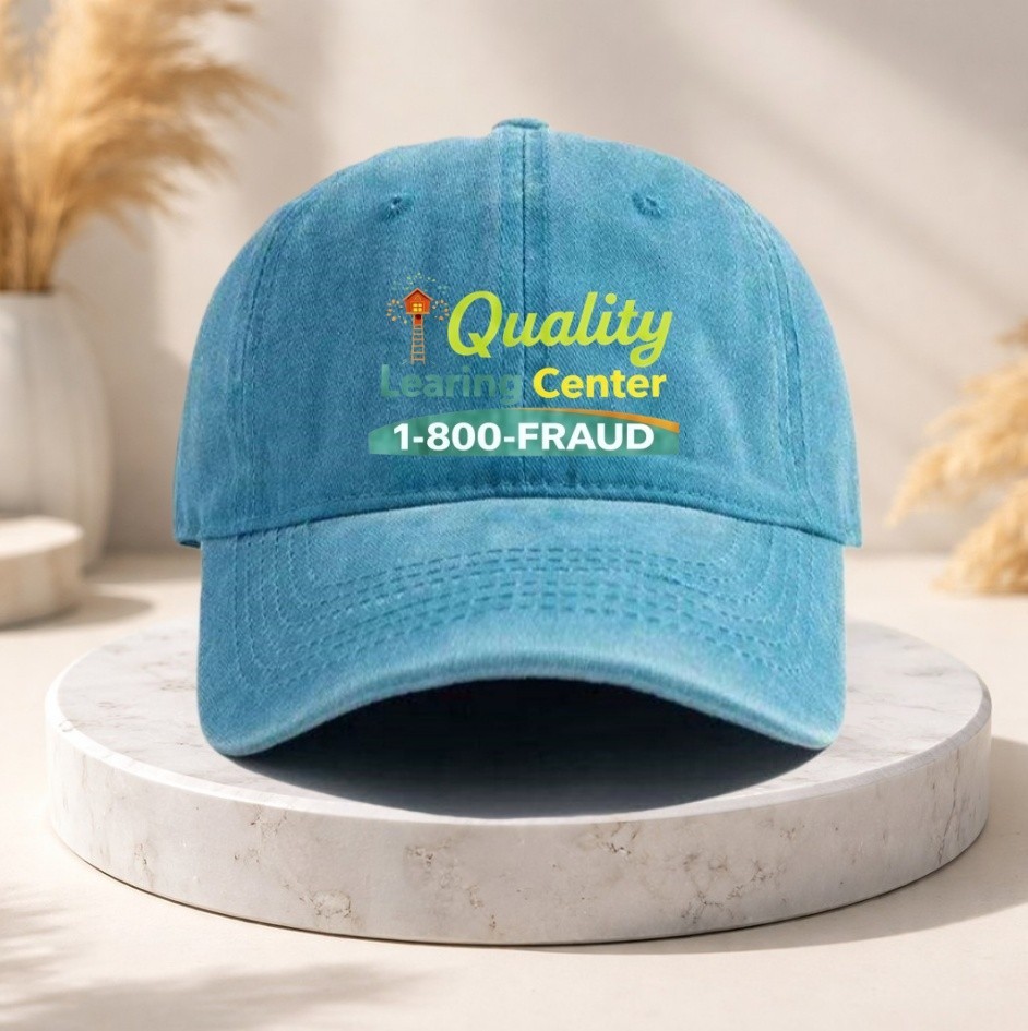 Vintage Quality Learning Center 1-800-FRAUD Washed Baseball Cap Hat Meme Unisex