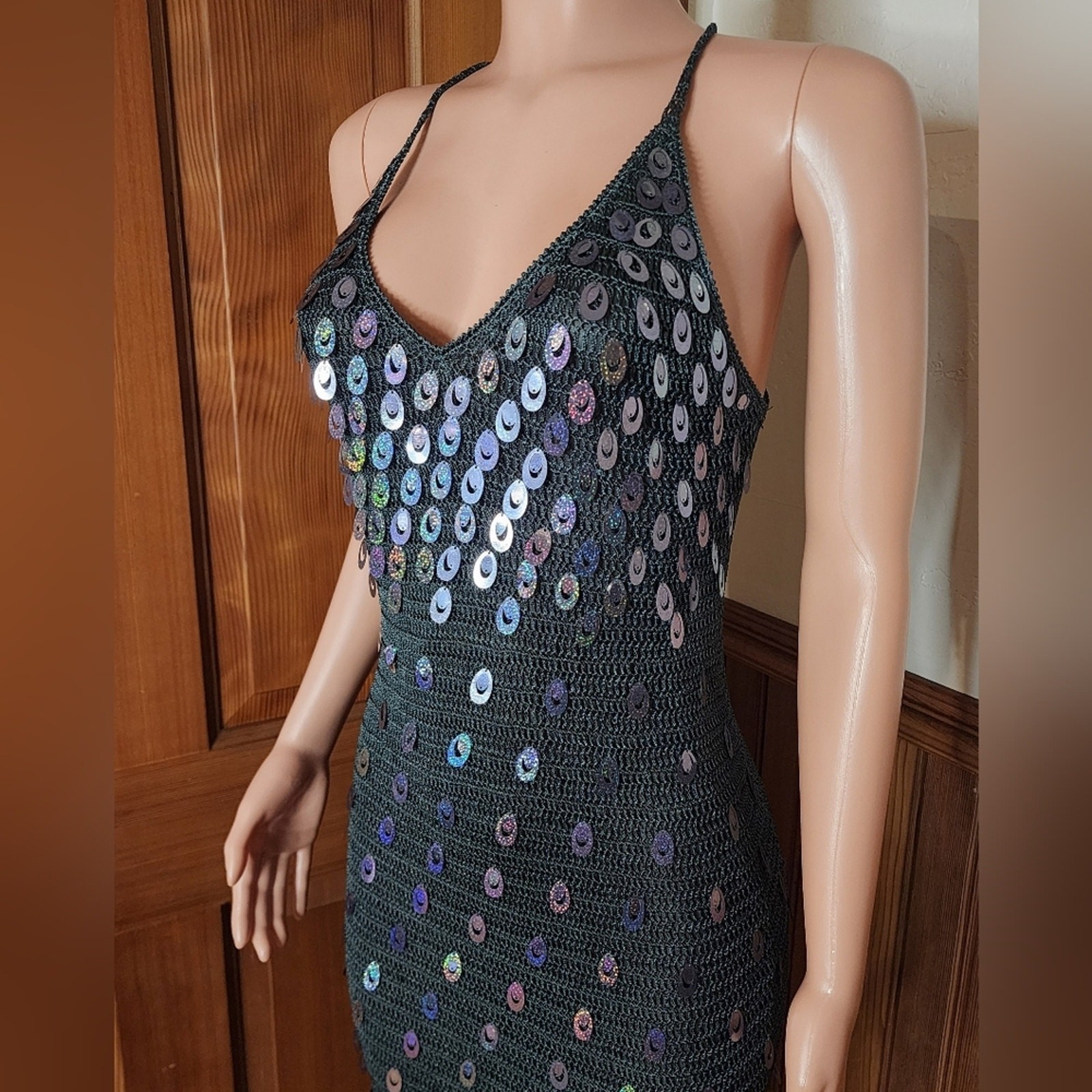 GORGEOUS Morgan de Toi Vintage Y2K Sequin Knit Crochet Dress