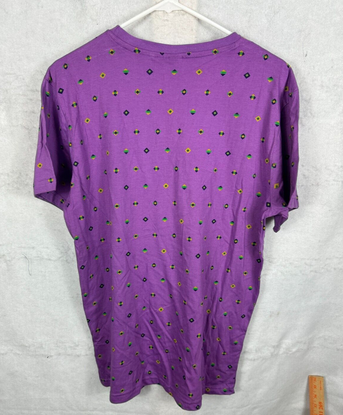 WESC Mens Large Shirt Dartenjang Purple Diamon pattern T-shirt Short sleeve Crew